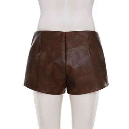Retro Leather High Waist Bottoms