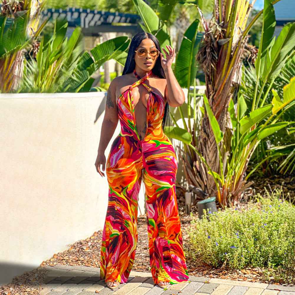 Cropped Halter Backless Jumpsuit