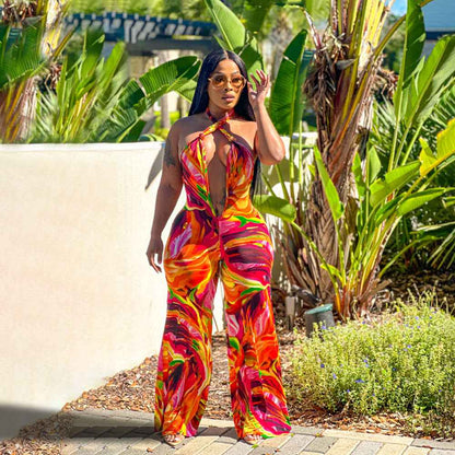 Cropped Halter Backless Jumpsuit
