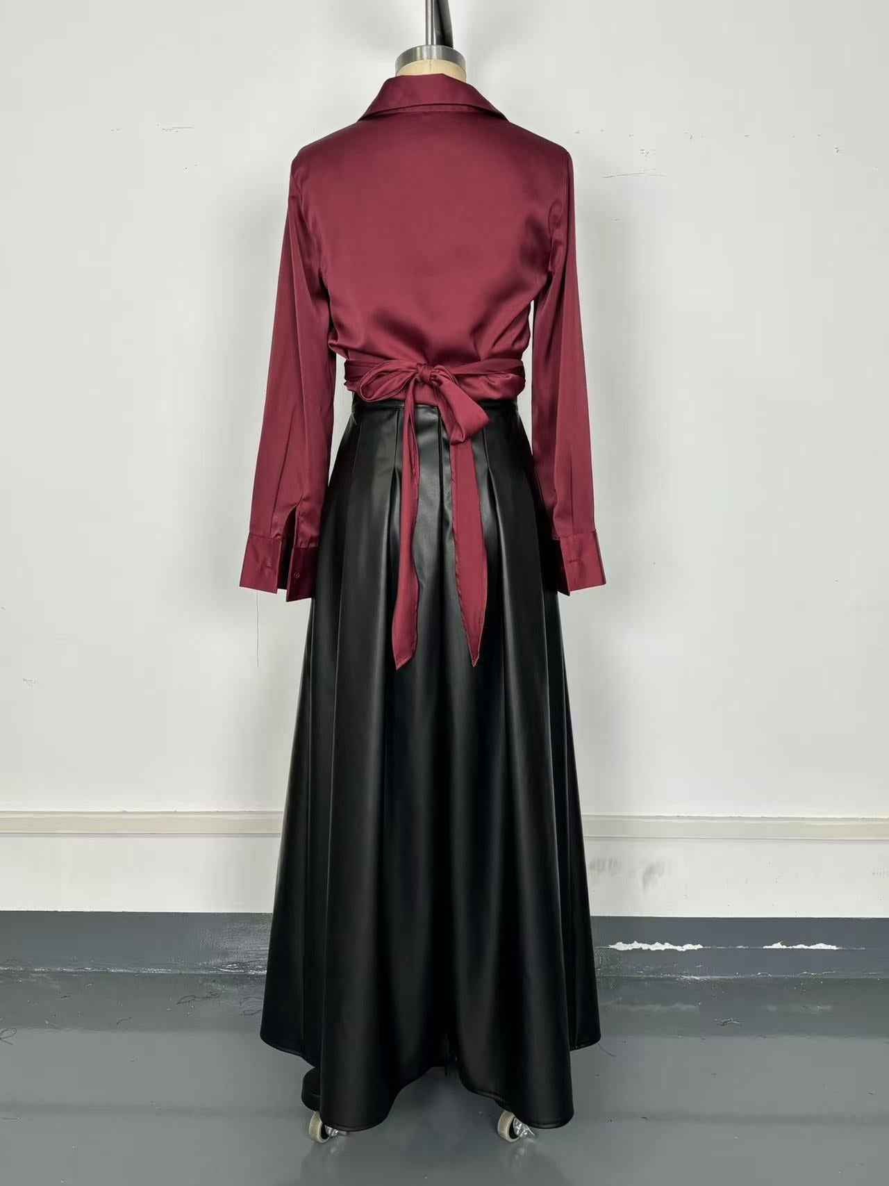 Faux Leather Skirt Swing Split Irregular Asymmetric