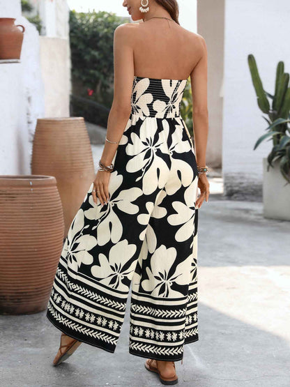 Floral Print Backless Jumpsuit Women