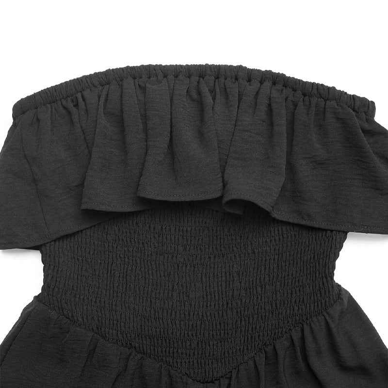 Tube Top Ruffled Smock Romper