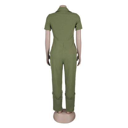 Sexy Summer Jumpsuit with Pocket and Zipper MUNSIEUR