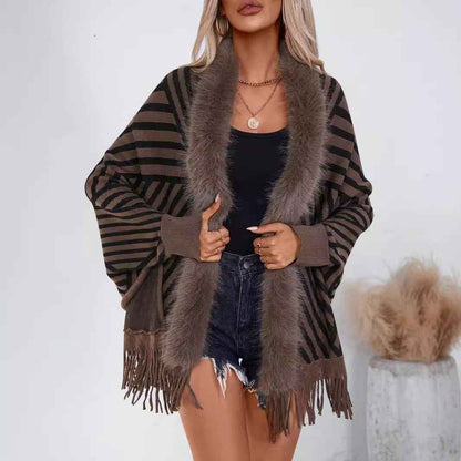 Striped Tassel Knitted Sweater for Women