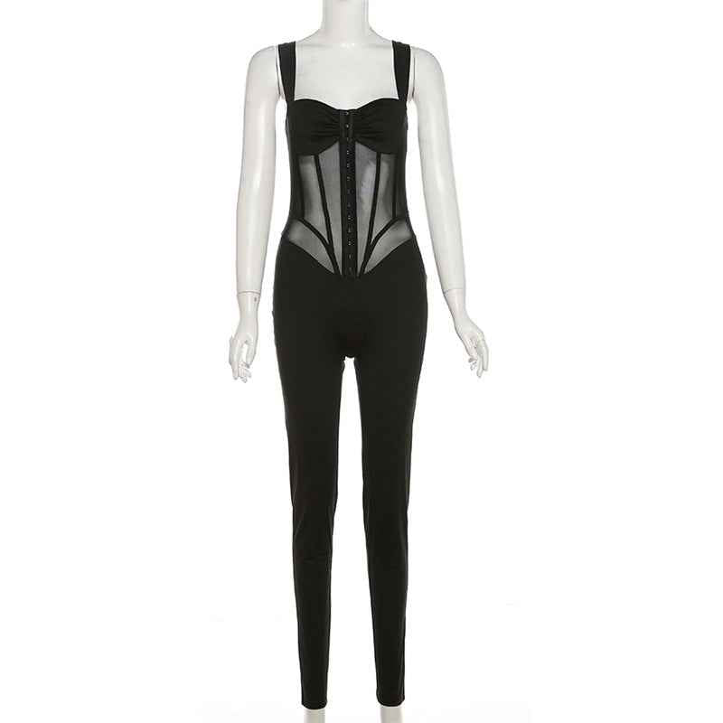 Sexy Low Cut See Through Slimming Jumpsuit