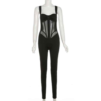 Sexy Low Cut See Through Slimming Jumpsuit
