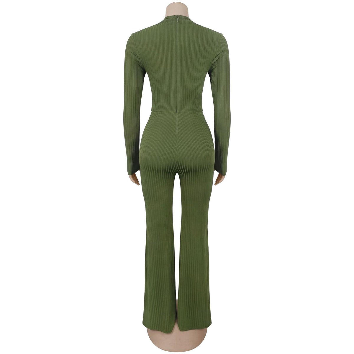 Autumn Drop Sunken Stripe Hollow Out Casual Jumpsuit for Women MUNSIEUR