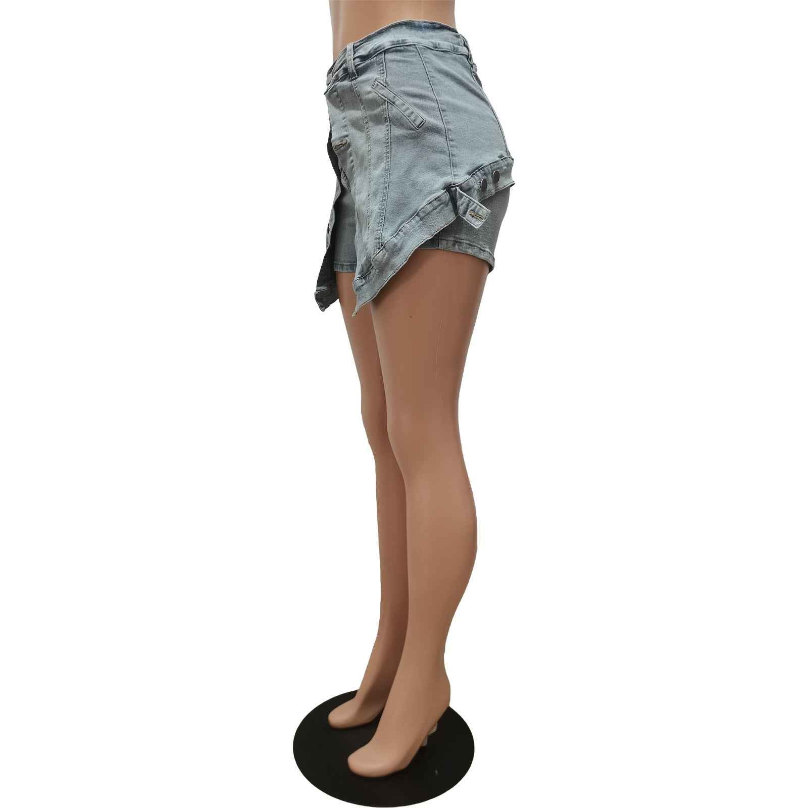 Elastic Denim Two Piece Skort
