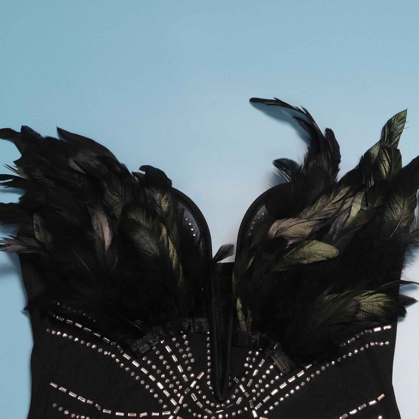 Sexy Feather Rhinestone Slim Fit Sheath Sleeveless Jumpsuit