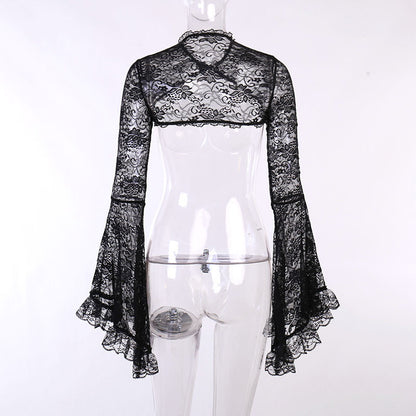 Gothic Classic Lace Flare Sleeve Blouse Y2K Rave