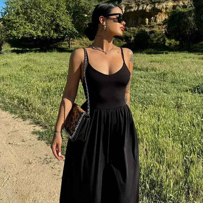 Women Summer Sexy Backless Spaghetti Straps Loose Jumpsuit