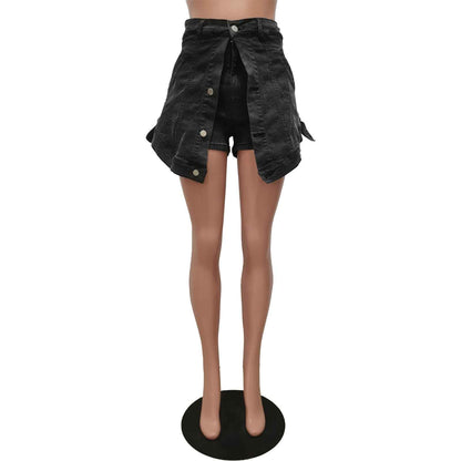 Elastic Denim Two Piece Skort