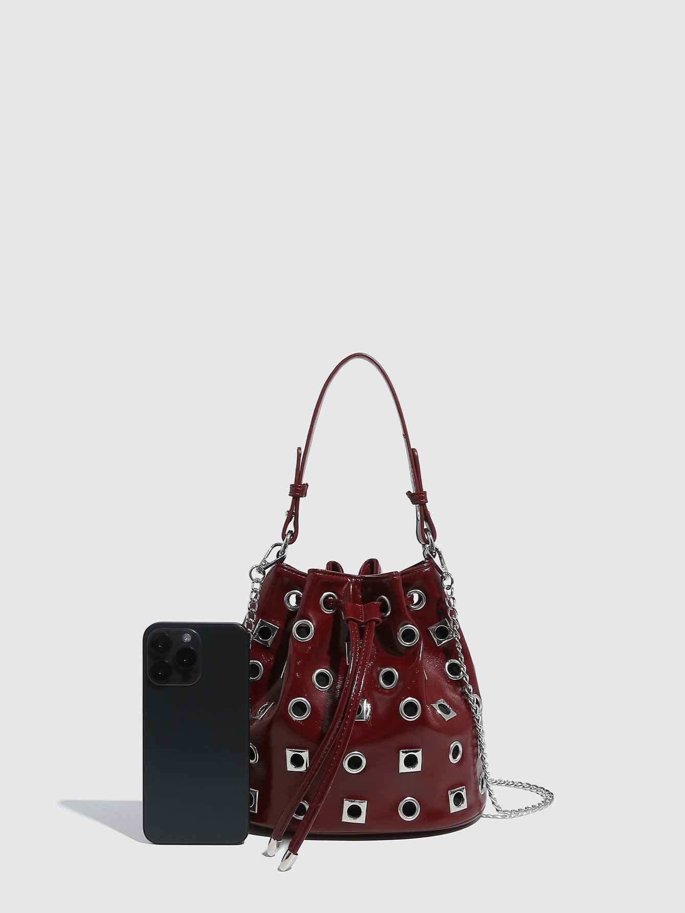 Trendy Rivet Cutout Messenger HandBag Purse