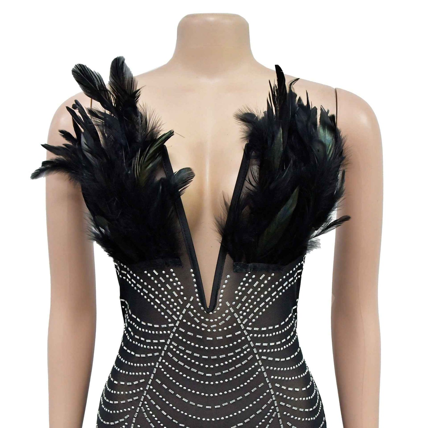 Solid Color Sexy Mesh Rhinestone Jumpsuit
