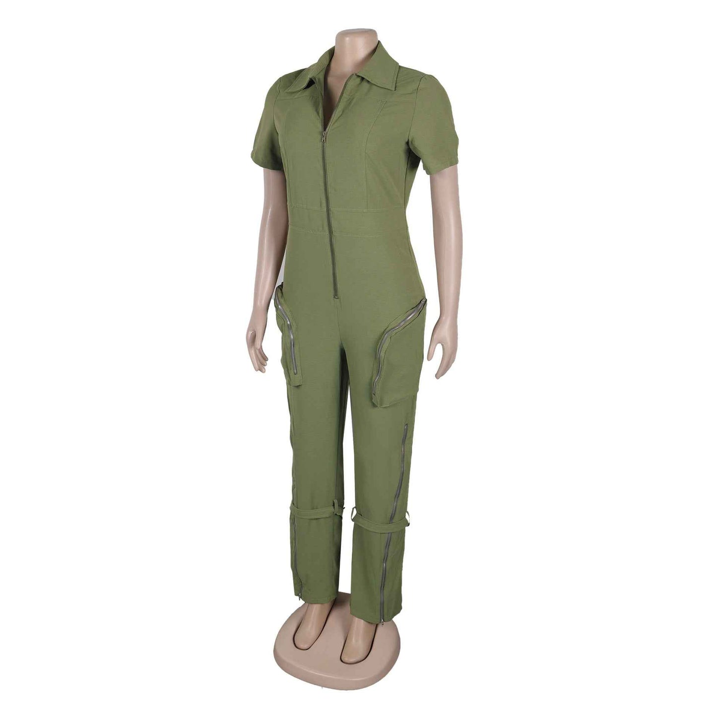 Sexy Summer Jumpsuit with Pocket and Zipper MUNSIEUR
