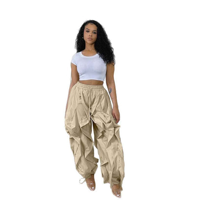 Elegant Office Workwear Stitching Lace Bloomers Banded Sweats Jeans