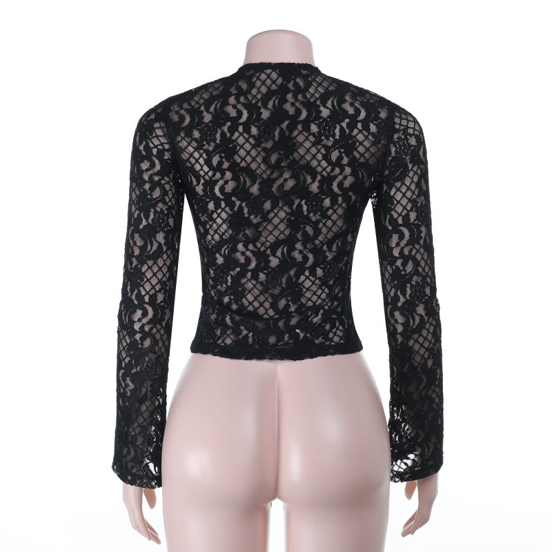 Lace up Sexy Long Sleeved Blouse