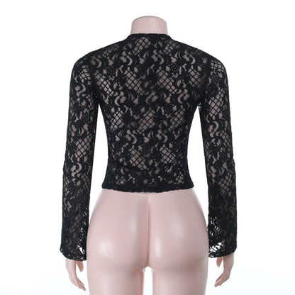 Lace up Sexy Long Sleeved Blouse