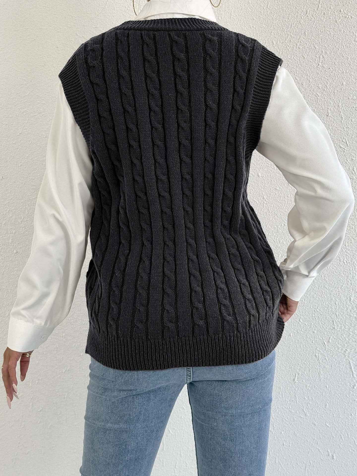 Sweater Vest Twist Woven Three Dimensional Floral Stitching (Small Only)