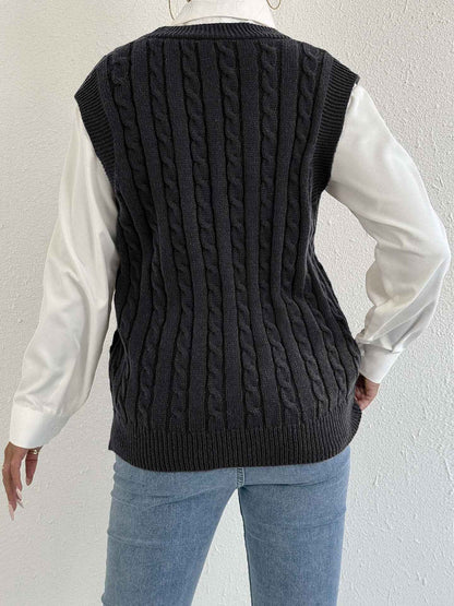 Sweater Vest Twist Woven Three Dimensional Floral Stitching (Small Only)