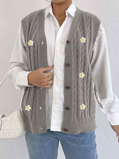 Sweater Vest Twist Woven Three Dimensional Floral Stitching (Small Only)