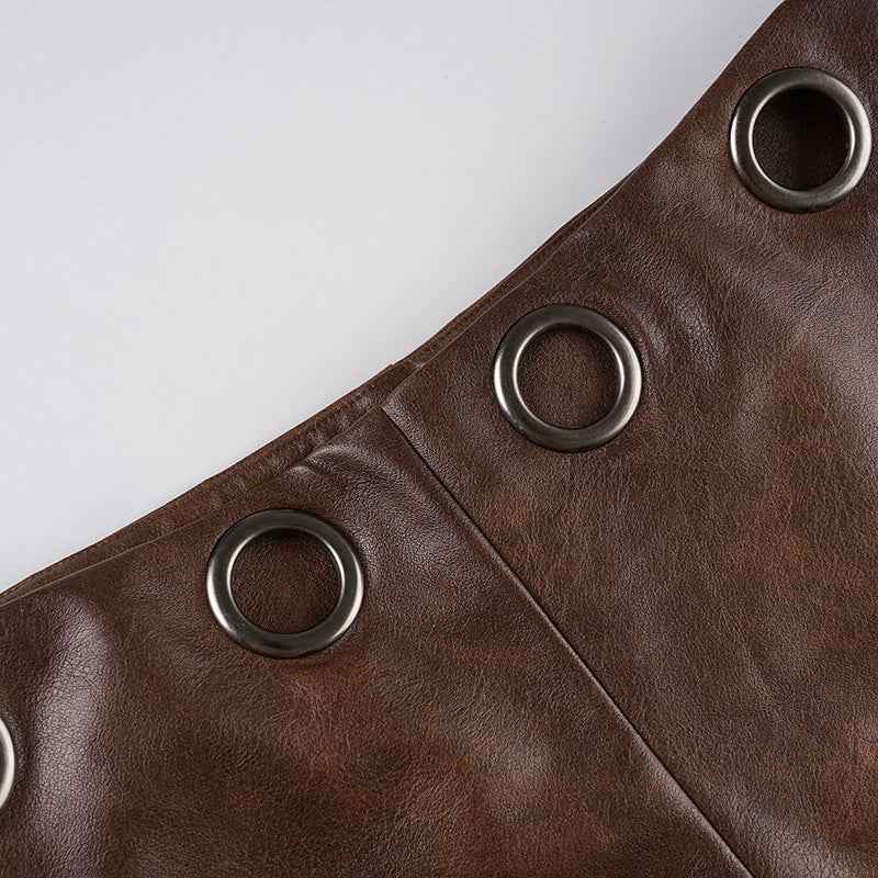 Retro Leather High Waist Bottoms