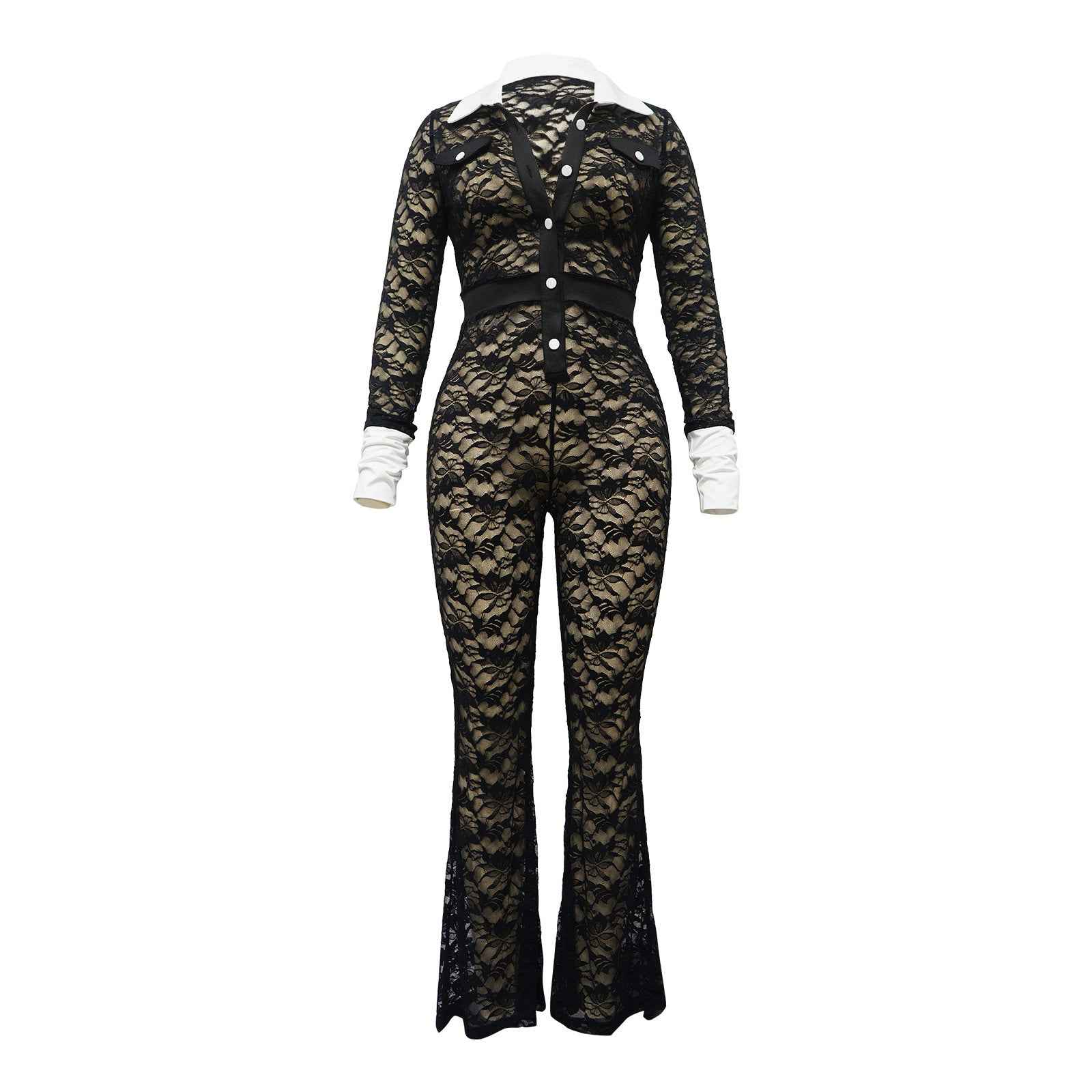 Lace Contrast Color Stitching Jumpsuit
