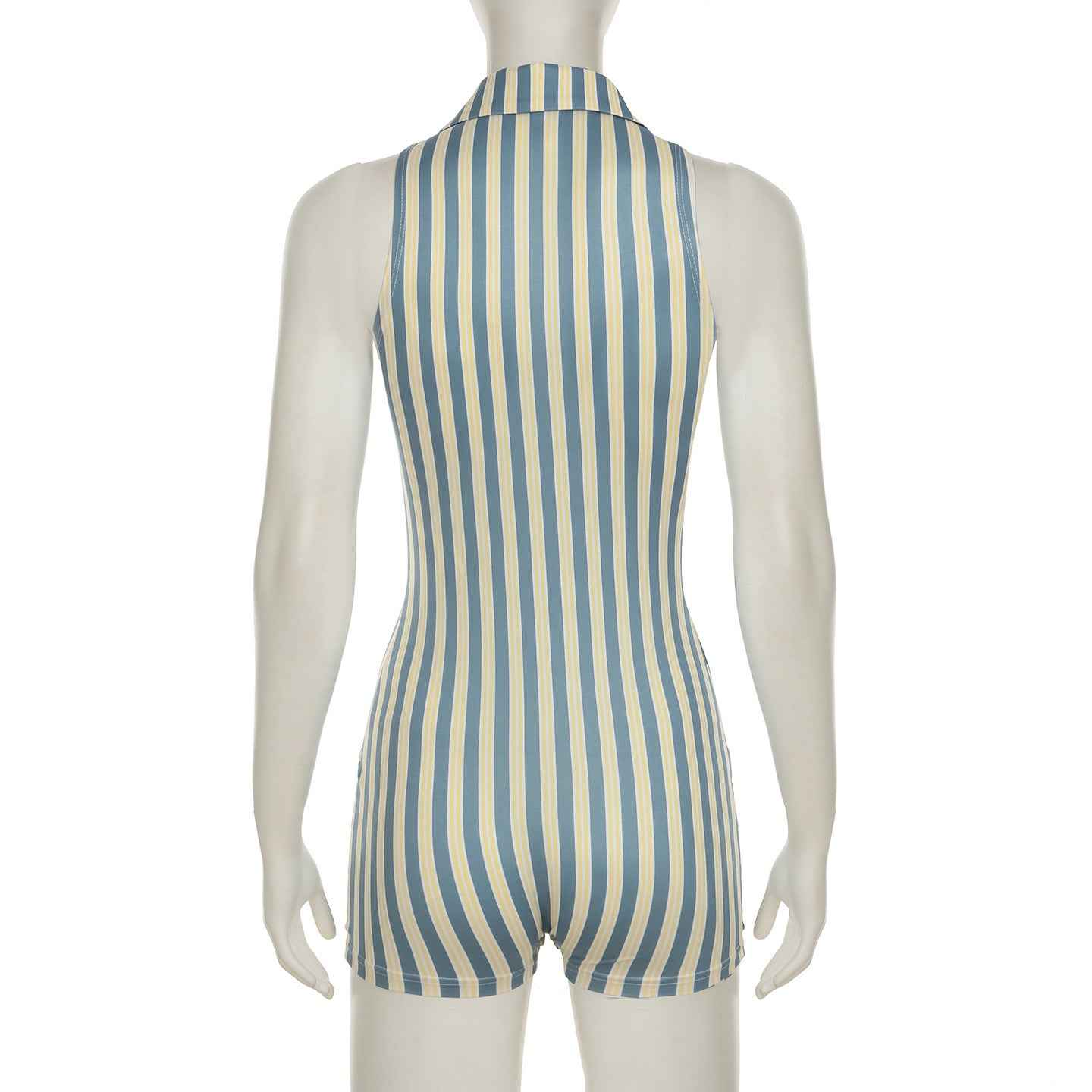 Sleeveless Romper Striped Contrast Color Street Hip