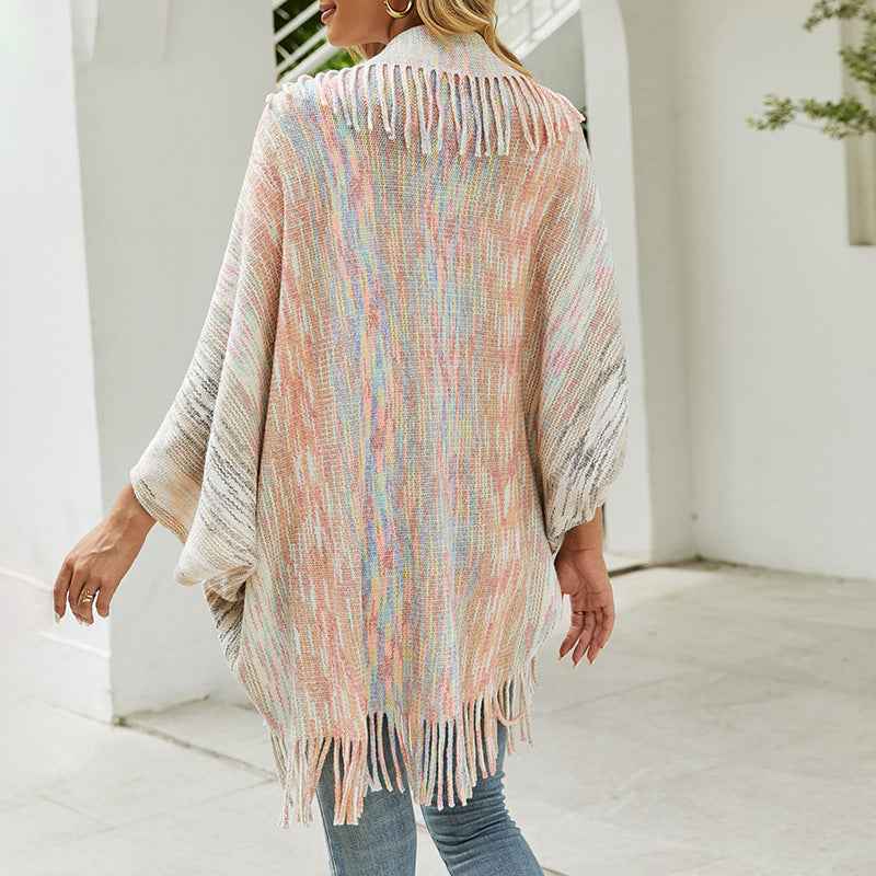 Shawl Sweater Tassel Hem Cardigan
