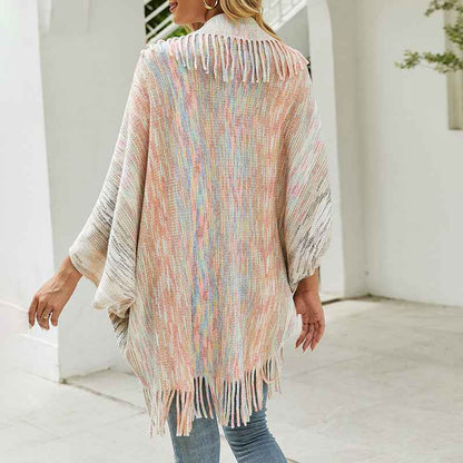 Shawl Sweater Tassel Hem Cardigan