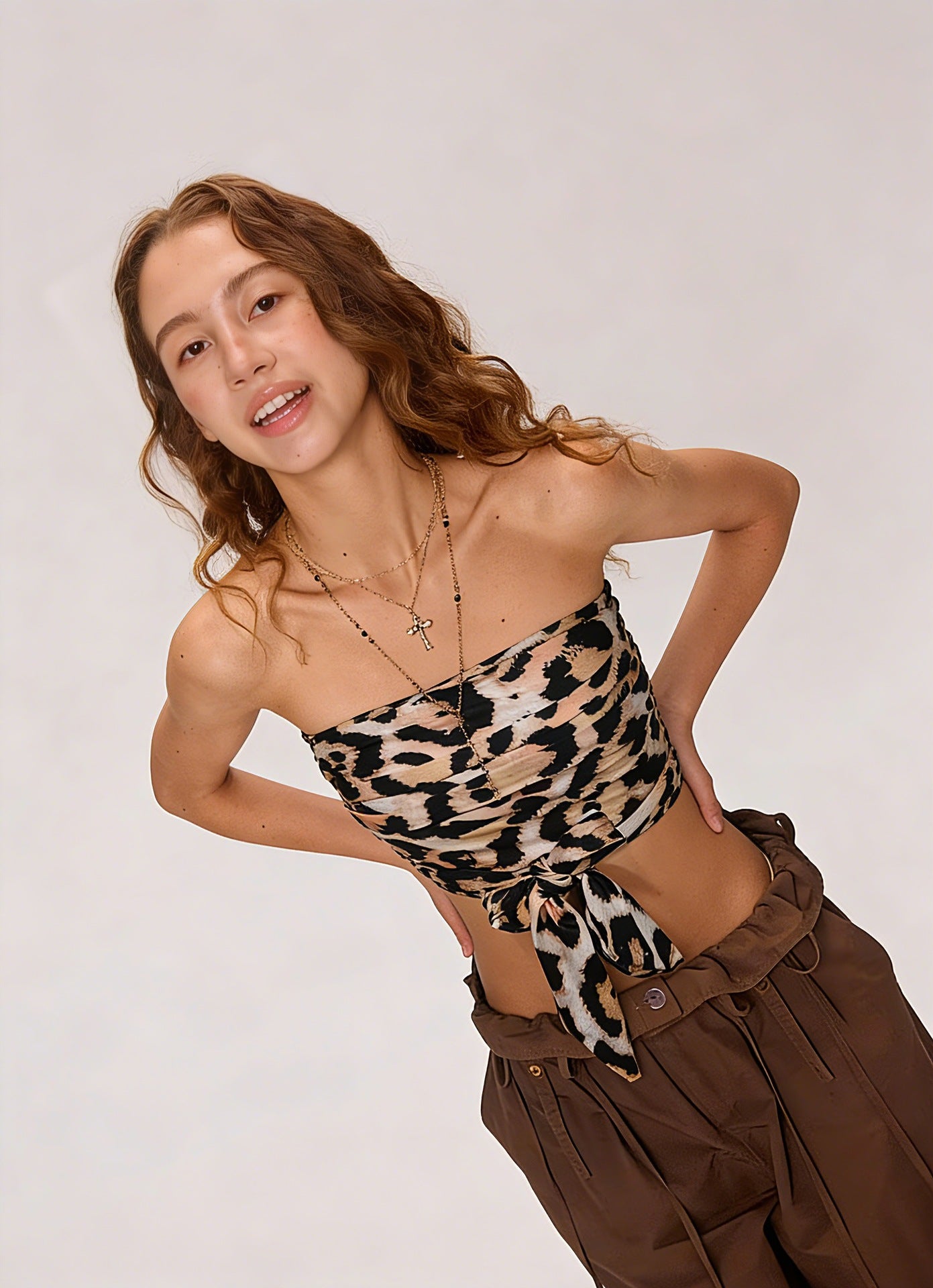 Leopard Print Halter T-shirt