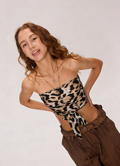 Leopard Print Halter T-shirt
