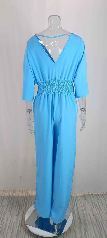 Casual V Neck Jumpsuit