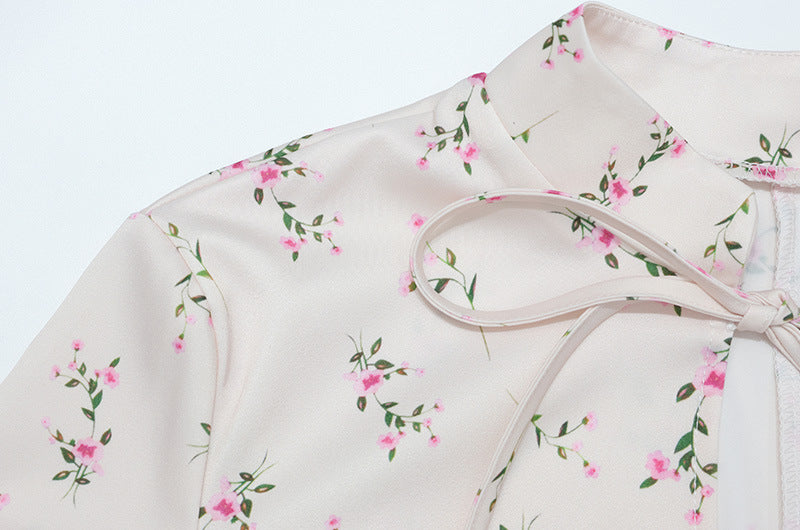 Elegant Long Sleeve Floral Mid Length Skirt Set