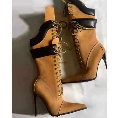 Women's Fashion Double-layer Lace-up Boots - Munsieur
