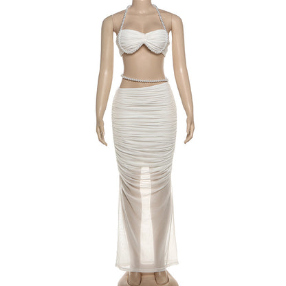 Women's Pearl Skirt Set Elegance and Simplicity