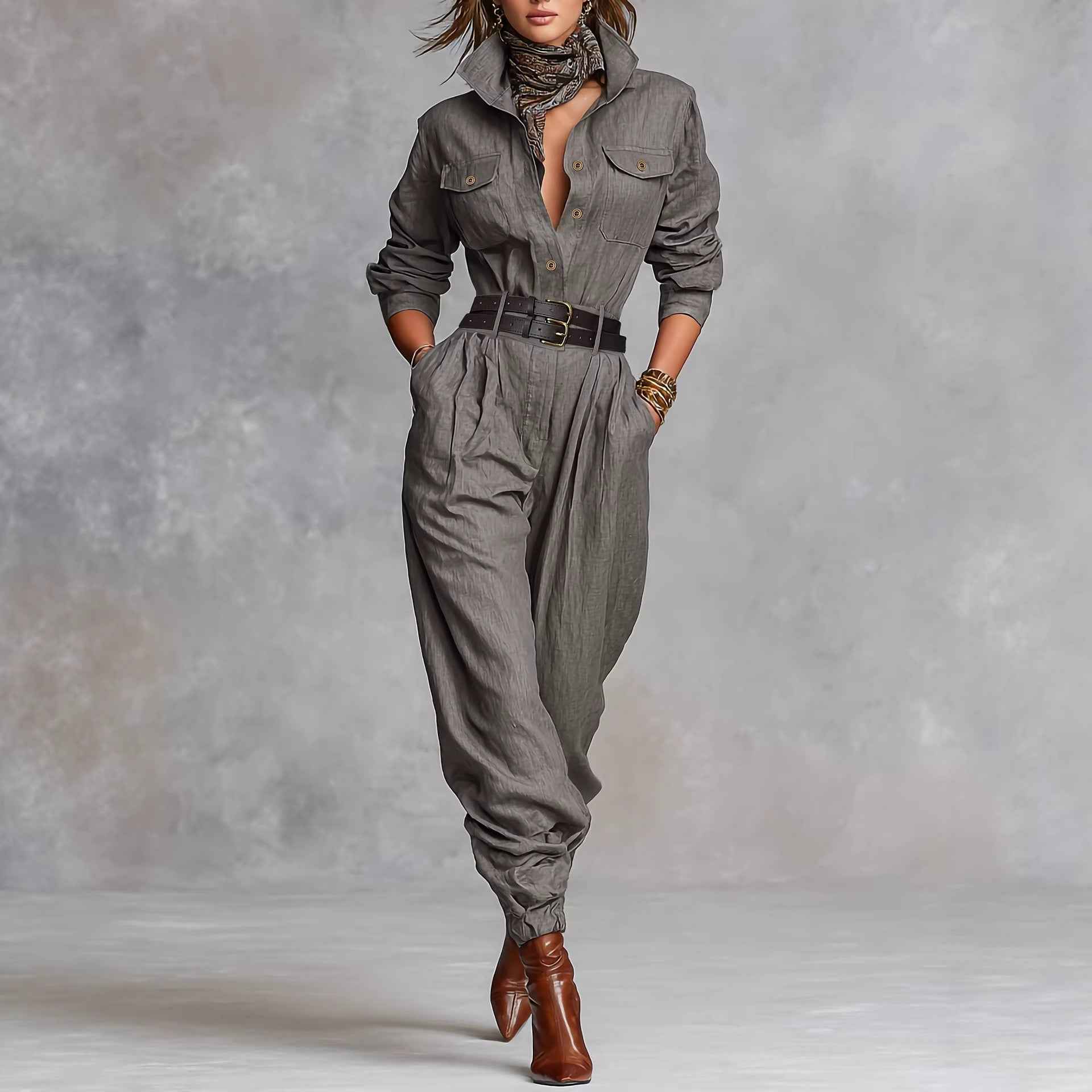 French Long Sleeve Casual Jumpsuit for Women New Arrivals MUNSIEUR