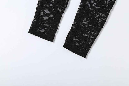 Sexy Lace Stitching Halter Backless Slim Fit Jumpsuit