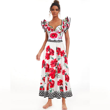 Women's Chiffon Polyester Printed One-piece Swimsuit Suit