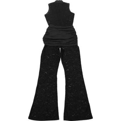 Lace Stitching Sleeveless Sexy High Waist Slim Fit Micro Pull Jumpsuit