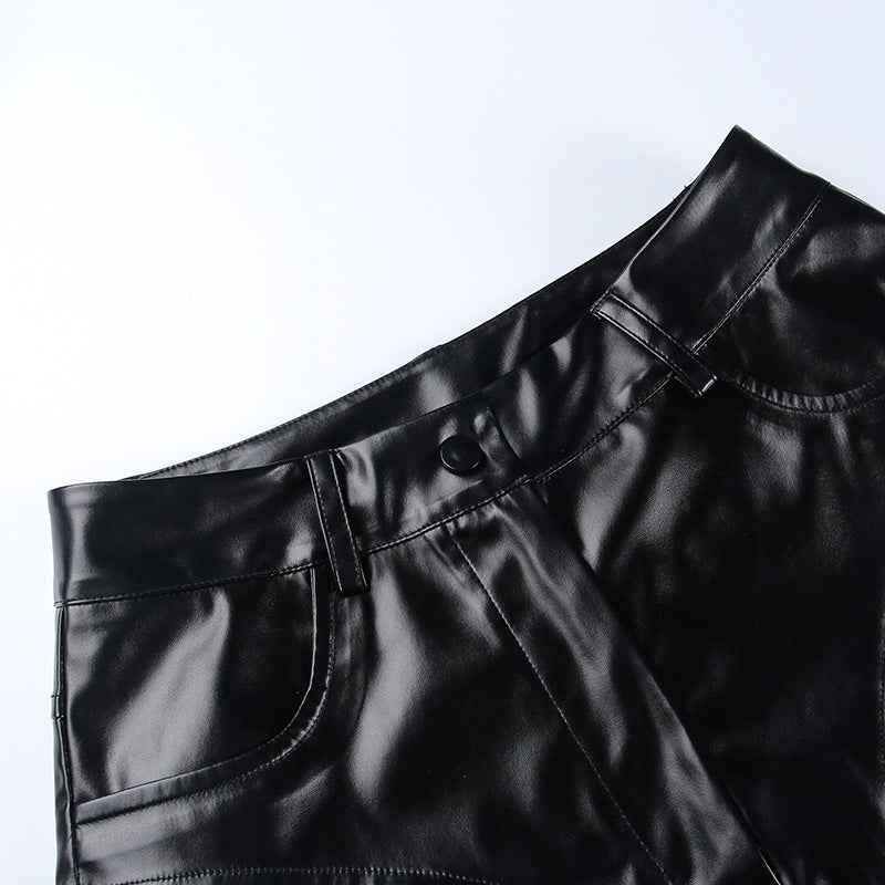 High Waist Hip Faux Leather Bottoms for Women