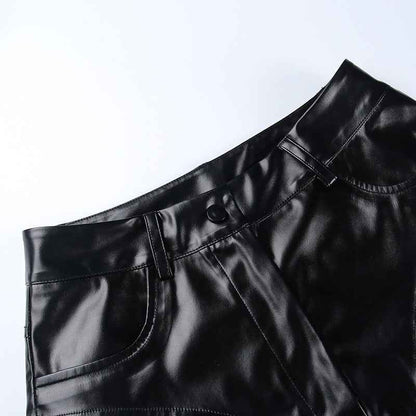 High Waist Hip Faux Leather Bottoms for Women
