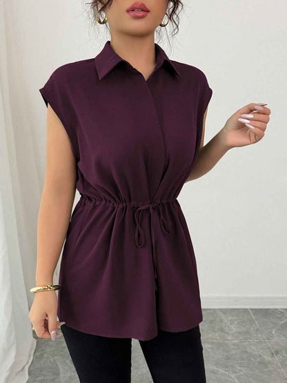 Solid Color Polo Collar Women's T-shirt