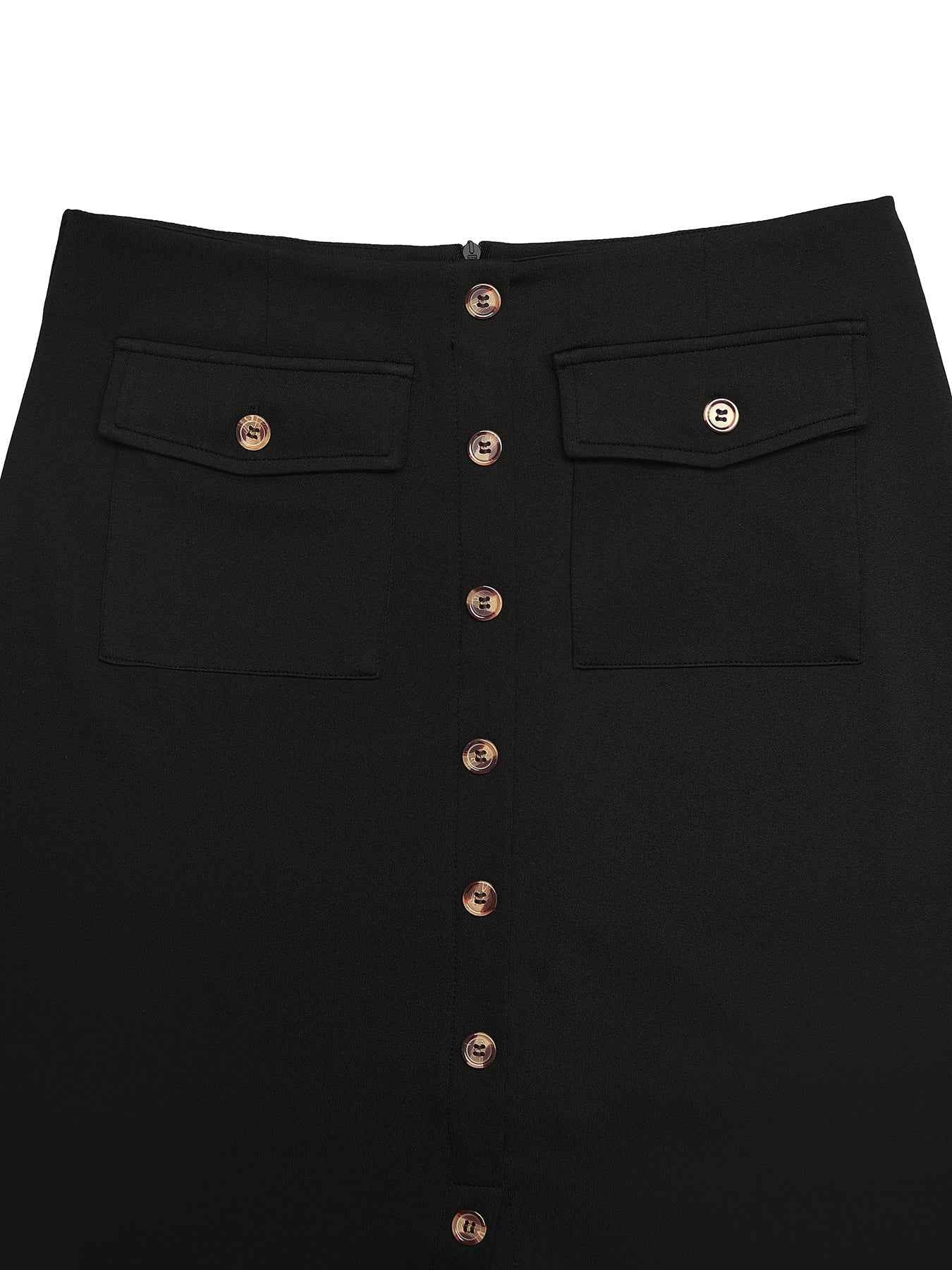 Elegant Vintage Button Slit Skirt