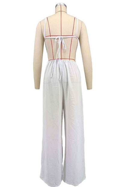 Summer Sling Backless Sexy Solid Color Women Jumpsuit Casual