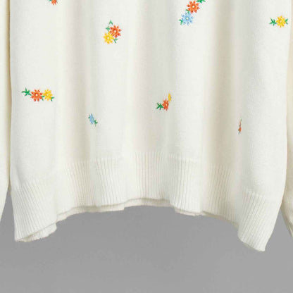 Pullover Embroidered Floral Sweater