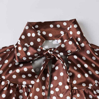 Elegance Polka Dot Cutout out Long Sleeve Blouse