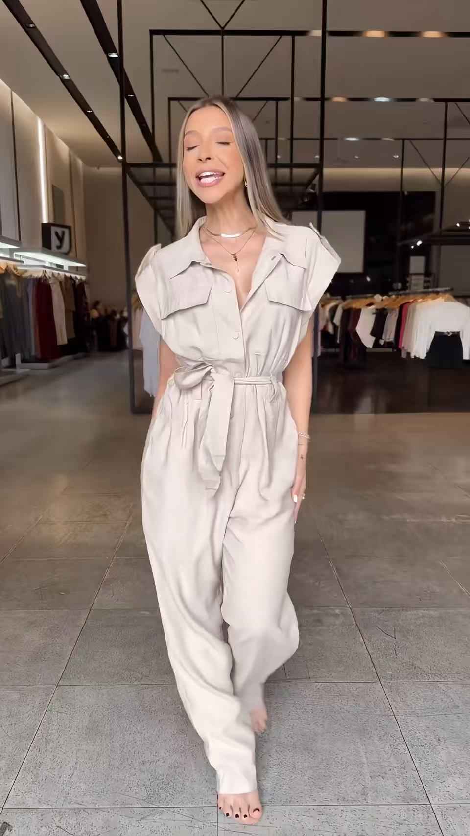 Jumpsuit Women's High Waist Sleeveless