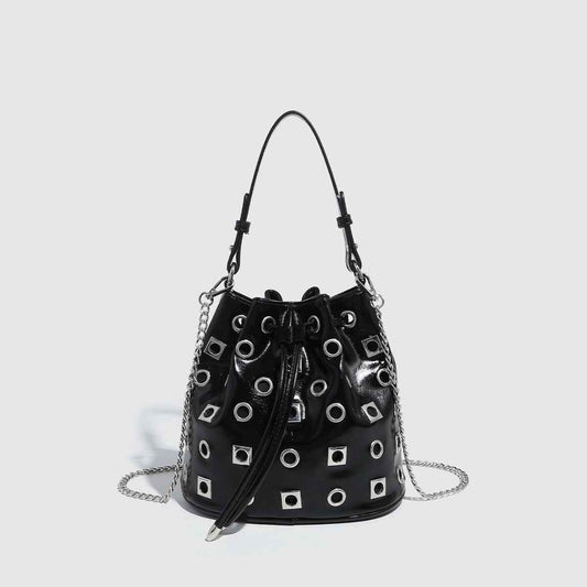 Trendy Rivet Cutout Messenger HandBag Purse