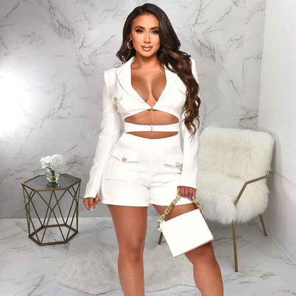 Deep V Plunge Solid Color Romper